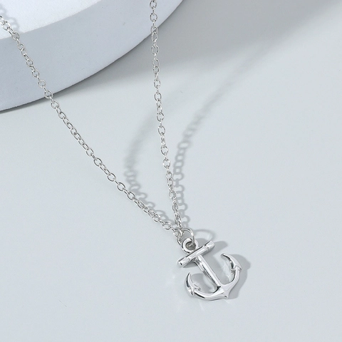 Collana con Pendente ad Ancora Nautica per Uomo Donna Lega Placcata Argento Gioielli in Stile Marino Catena Regolabile