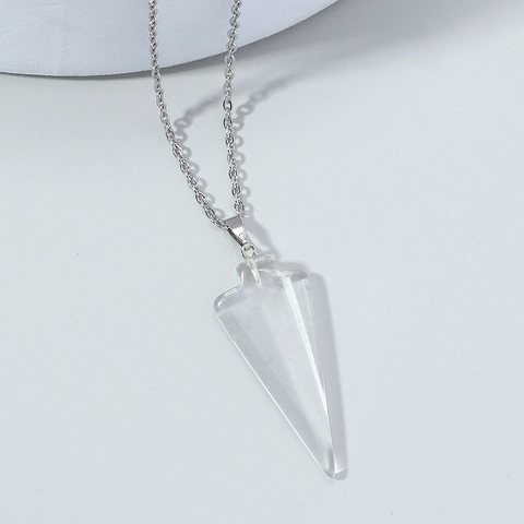 Minimalistische Naturstein Pfeilspitze Anhänger Halskette Dreieck Geometrisch Grün Kristall Türkis Pfeil Schmuck Für Herren Damen