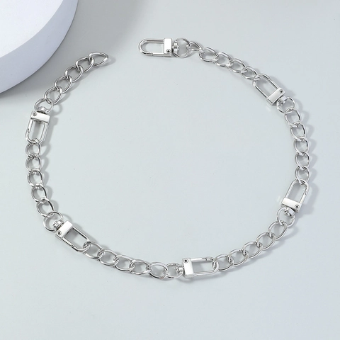 Stainless Steel Men Necklace Industrial Hip Hop Cuban Link Chain Silver Color Carabiner Clasp Punk Style Jewelry Gift