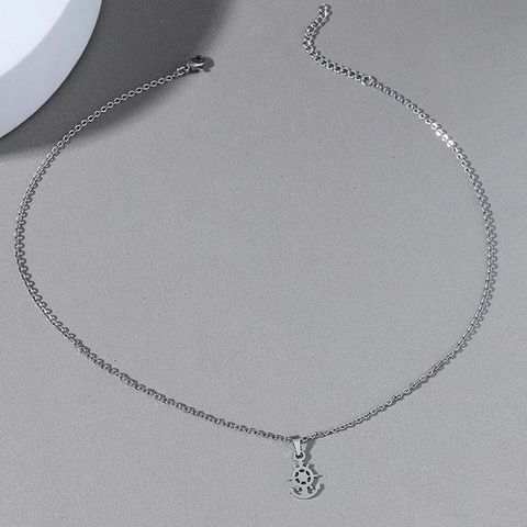 Collana con Pendente Ancora e Timone in Acciaio Inossidabile da Uomo Argento Galvanizzato Tema Nautico Marittimo Gioielli Hip Hop Regalo