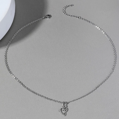 Fashion Heart Treble Clef Music Note Pendant Necklace Alloy Silver Plated O-Chain Unisex Musical Jewelry Accessories