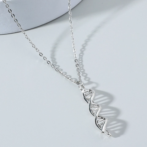 Collar con Colgante de Doble Hélice de ADN de Aleación Minimalista Estilo Science Geek Joyería Galvanizada para Hombres Mujeres Regalo Diario