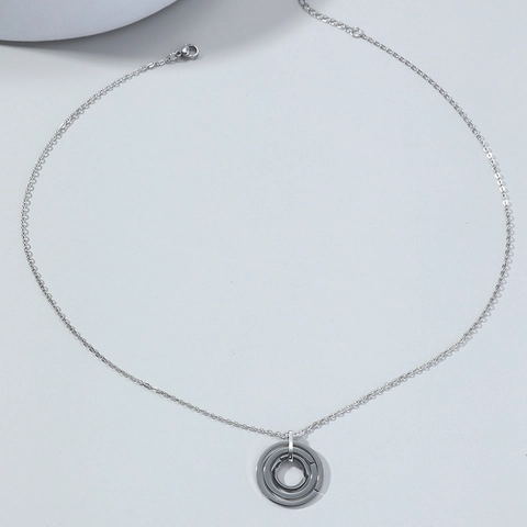 Edelstahl Halskette Mit Konzentrischen Ringen Anhänger Geometrischer Minimalistischer Schmuck Für Herren Damen Moderner Stil
