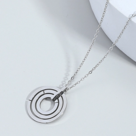 Edelstahl Halskette Mit Konzentrischen Ringen Anhänger Geometrischer Minimalistischer Schmuck Für Herren Damen Moderner Stil