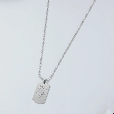 Collar con Colgante de Cangrejo de Acero de Titanio Minimalista para Parejas Signo de Cáncer Placa de Identidad Cepillada Joyería de Moda Regalo