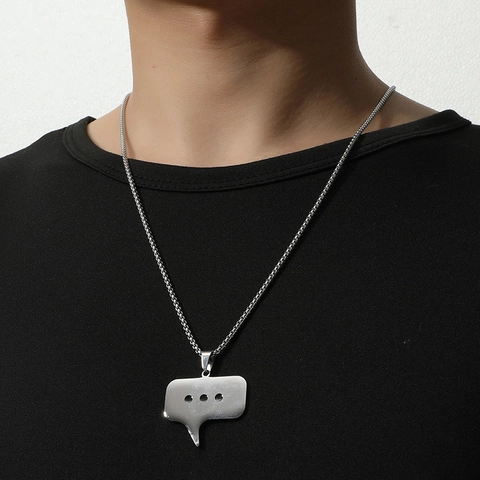 Hip Hop Edelstahl Chat Blase Anhänger Halskette Für Damen Herren Silber Minimalistisch Tippen Symbol Schmuck Party Geschenk