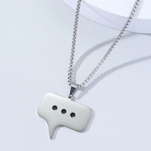 Hip Hop Edelstahl Chat Blase Anhänger Halskette Für Damen Herren Silber Minimalistisch Tippen Symbol Schmuck Party Geschenk