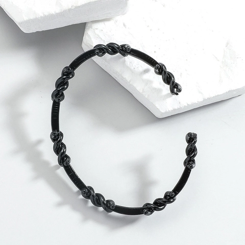 Brazalete Abierto Punk Vintage de Alambre de Púa para Mujer Hombre Estilo Industrial Metal Retorcido Ajustable Joyería Hip Hop