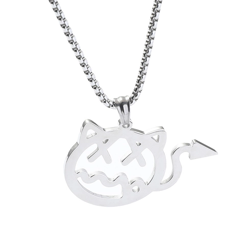 Collar con Colgante de Pequeño Diablo de Acero Inoxidable Hip Hop para Hombres Mujeres Streetwear Dibujos Animados Joyería