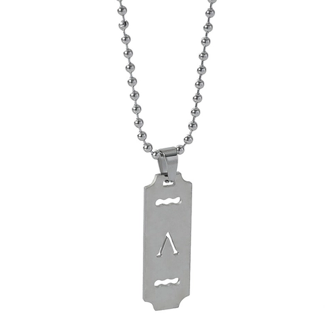 Industrial Punk Hip Hop Stainless Steel Hollow Pendant Necklace For Men Silver Color Geometric Blade Military Tag Jewelry