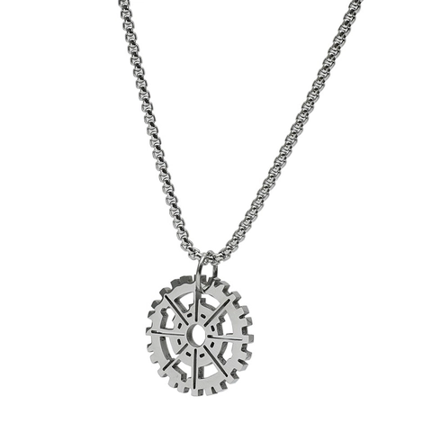 Collana Con Ciondolo a Forma di Ingranaggio in Acciaio Inossidabile per Uomo Hip Hop Punk Meccanico Stile Industriale Gioielli