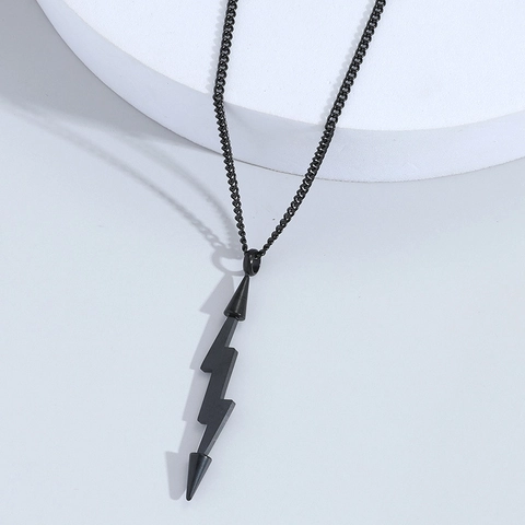 Collana con Ciondolo a Fulmine Hip Hop Acciaio Inossidabile Punk Streetwear Gioielli Gotici Catena per Uomo Donna