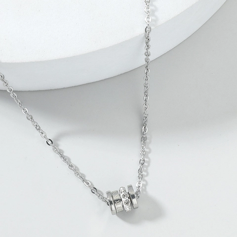 Collana con Pendente Numeri Romani in Lega con Strass Argento Geometrica Piccola Vita Catenina da Clavicola Gioielli Donna