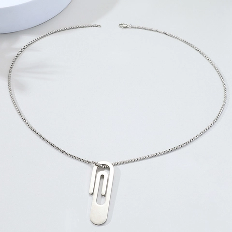 Collana con Ciondolo a Graffetta in Acciaio Inossidabile Minimalista per Uomo Donna Argento Lucido Catena Veneziana Gioielli Hip Hop