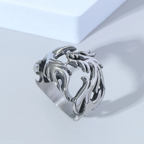 Vintage Chinese Stijl Legering Draak Ring Voor Mannen Vrouwen Verstelbare Open Ring Punk Streetwear Reliëf Drakenpatroon Sieraden