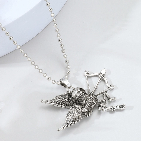 Gothic Punk Skelet Engel Boogschieten Hanger Halsketting Voor Mannen Vrouwen Legering Vintage Dark Style Hip Hop Sieraden