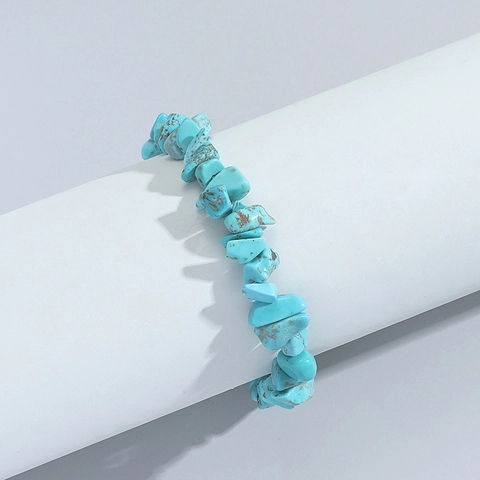 Pulsera Étnica de Piedra Natural Irregular para Hombre y Mujer Pulsera Elástica Minimalista de Cuentas de Turquesa Ojo de Tigre