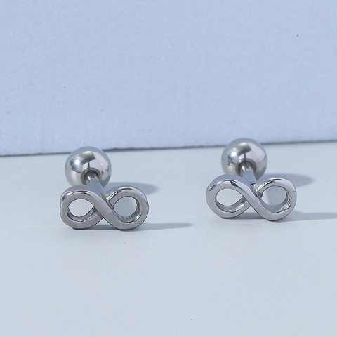 Minimalistische Oneindigheid Oorknopjes Voor Heren Dames Roestvrij Stalen Stift Schroefsluiting Nummer 8 Sieraden