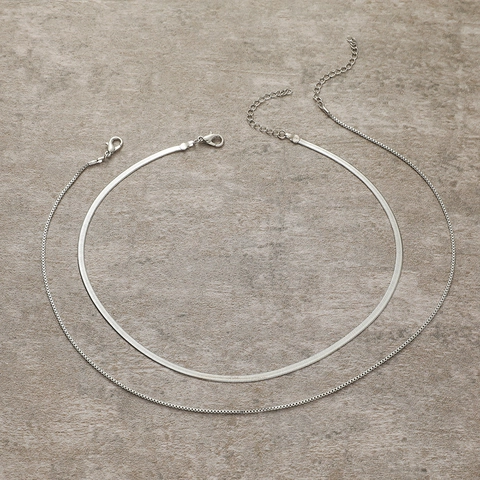Minimalistische Edelstahl Doppellagig Schlangenknochenkette Halskette Für Damen Herren Silber Farbe Industriestil Schmuck Geschenk