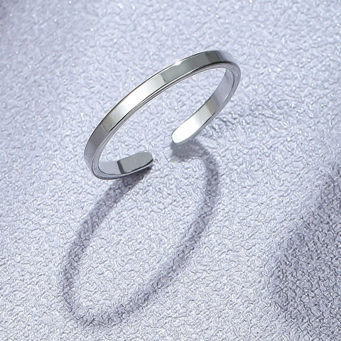 Minimalistischer Edelstahl 素圈 Offener Verstellbarer Ring Für Herren Damen Silber Polierter Geometrischer Fingerring Schmuck Geschenk