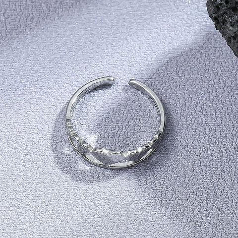 Minimalist Stainless Steel Open Adjustable Ring For Men Women Hollow Heart Crown Design Electroplated Fashion Jewelry Gift
