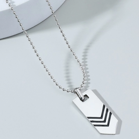 Collar con Colgante de Flecha de Acero Inoxidable Hip Hop para Hombre Patrón de Galón Geométrico Cadena de Bolas Joyería Punk