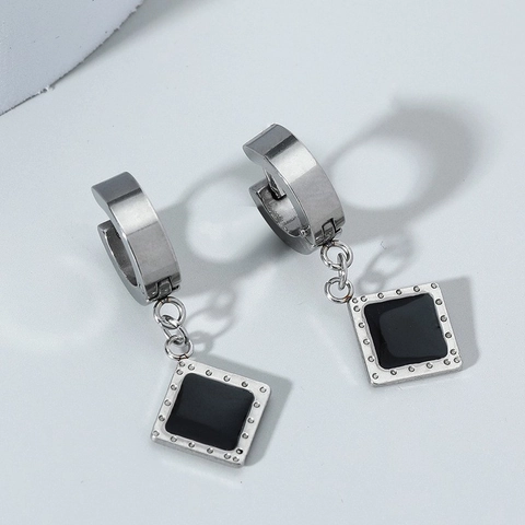 Boucles d'Oreilles Géométriques Carrées de Luxe Noir Vintage Boucles d'Oreilles Pendantes en Alliage Minimaliste Pour Femmes Hommes Bijoux De Mode Cadeau