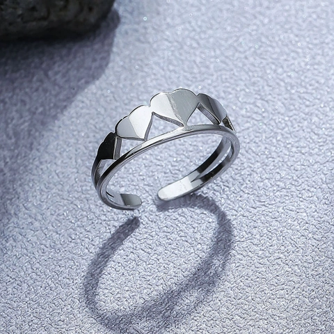 Minimalist Stainless Steel Open Adjustable Ring For Men Women Hollow Heart Crown Design Electroplated Fashion Jewelry Gift