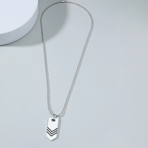 Collar con Colgante de Flecha de Acero Inoxidable Hip Hop para Hombre Patrón de Galón Geométrico Cadena de Bolas Joyería Punk