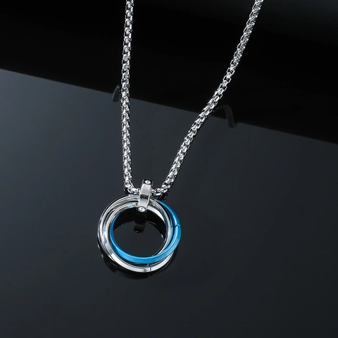 Hip Hop Triple Interlocking Ring Pendant Necklace For Men Women Alloy Rhinestone Geometric Trinity Circle Sweater Chain Jewelry