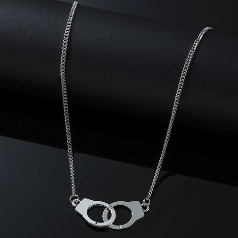 Collana Con Ciondolo a Manetta in Acciaio al Titanio Hip Hop Gioielli Streetwear Versatili Argento per Uomo Donna Accessorio Moda
