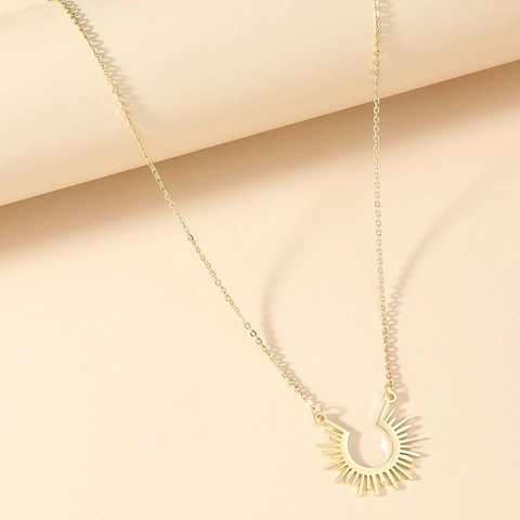 Collana Con Ciondolo Geometrico A Raggio Di Sole In Acciaio Inossidabile Per Donna Gioielli Di Moda In Oro Argento A Semicerchio