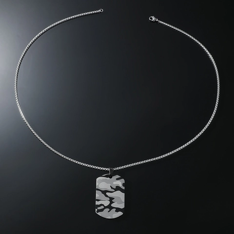 Herren Tarnmuster Dog Tag Anhänger Halskette Edelstahl Titan Hip Hop Streetwear Militär Stil Schmuck Verstellbare Kette