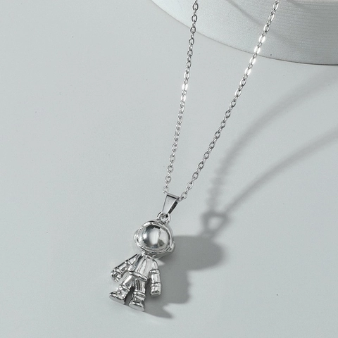 Collana con Ciondolo Astronauta Hip Hop per Uomo Donna Collana Spaceman in Lega Argento Galvanizzata Gioielli di Moda Trendy