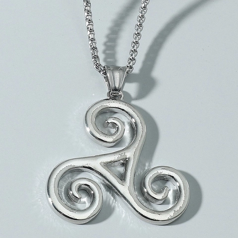 Collana Con Pendente a Spirale Triskele Celtico in Lega Simbolo a Tripla Elica Gioielli Placcati in Argento Geometrici per Uomo Donna