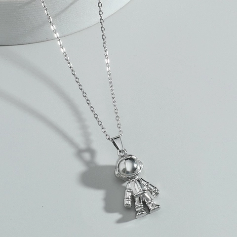 Collana con Ciondolo Astronauta Hip Hop per Uomo Donna Collana Spaceman in Lega Argento Galvanizzata Gioielli di Moda Trendy