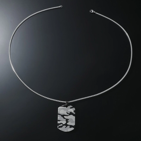 Collana da Uomo in Acciaio al Titanio Piastrina Militare Retrò Ciondolo Mimetico Con Catena Veneziana Stile Militare Gioielli