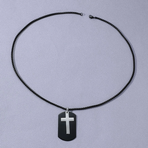 Roestvrij Staal Kruis Hondenpenning Hanger Ketting Voor Mannen Vrouwen Gepersonaliseerde Religieuze Gothische Titanium Staal Sieraden