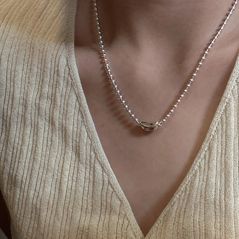 Minimalistische S925 Sterlingsilber Bohnen Anhänger Kugelkette Halskette Für Damen Koreanischer Nischen Mode Schmuck Schlüsselbeinkette