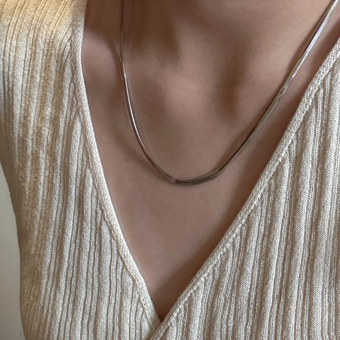 Collana a Catena a Serpente Piatta in Argento Sterling S925 Minimalista a Lama Per Donna Gioielli di Moda Regalo