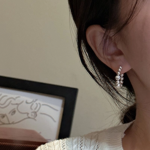 925 Sterlingsilber Perlen C-Form Ohrringe Koreanisch Minimalistisch Poliert Gebürstet Verlauf Perlen Ohrringe Für Damen Schmuck