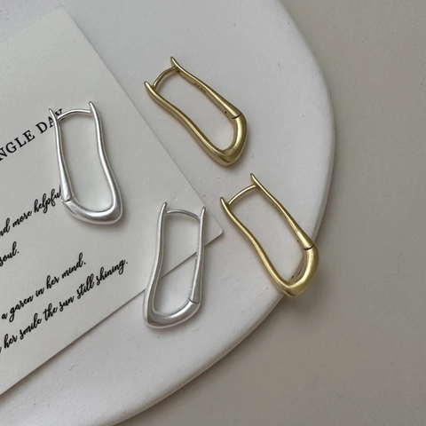 Orecchini a Cerchio in Argento Sterling 925 a Forma di U Irregolare per Donna Placcato Oro Argento Opaco Gioielli Minimalisti