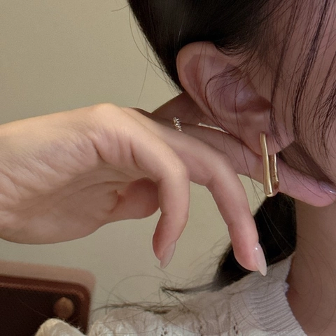 Orecchini a Cerchio in Argento Sterling 925 a Forma di U Irregolare per Donna Placcato Oro Argento Opaco Gioielli Minimalisti