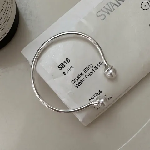 925 Sterling Silver Pearl Open Bracelet For Women Korean Minimalist Retro Dual Pearl C-Shaped Bangle Jewelry Gift