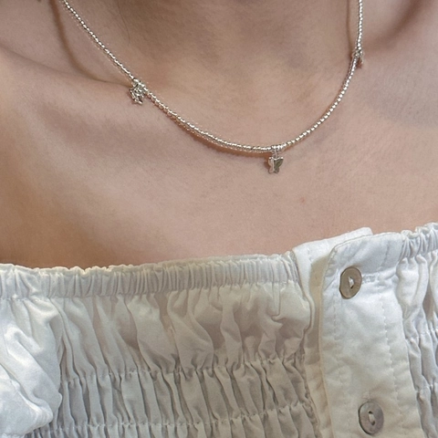 S925 Sterlingsilber Schmetterling Perlenkette Für Damen Minimalistisch Tier Anhänger Schlüsselbein Kette Schmuck Geschenk