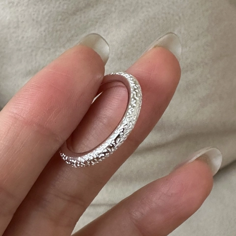 Minimalistisch 925 Sterlingsilber Ring Für Damen Vintage Gehämmerte Textur Verstellbar Geometrischer Fingerring Schmuck