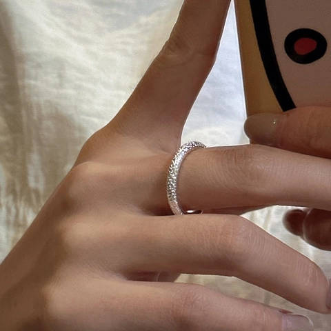 Minimalistisch 925 Sterlingsilber Ring Für Damen Vintage Gehämmerte Textur Verstellbar Geometrischer Fingerring Schmuck