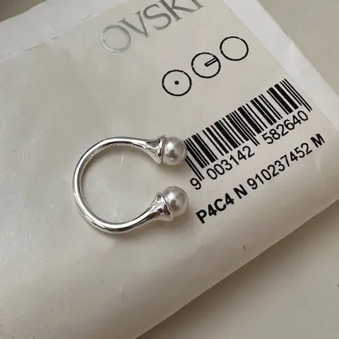 Anello Aperto con Perle in Argento Sterling 925 Minimalista Regolabile Doppia Perla Artificiale per Donna Gioielli Geometrici Eleganti