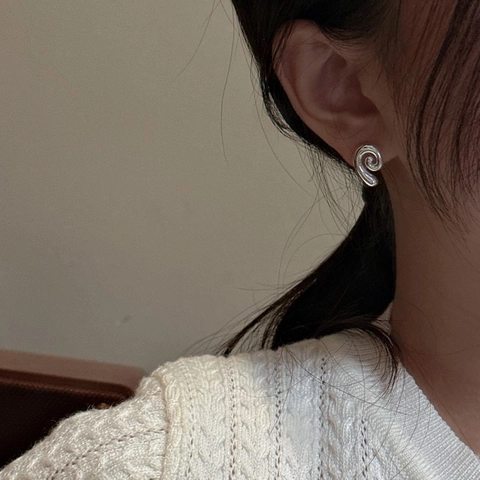 Orecchini a Bottone a Spirale Minimalisti in Argento Sterling S925 per Donna Design Helix Geometrico Stile Coreano Gioielli