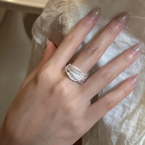 925 Sterling Silver Minimalist Multi-layer Line Open Ring Korean Style Vintage Adjustable Finger Ring Jewelry For Women Gift